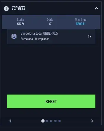 top bets at VegasHero - screen